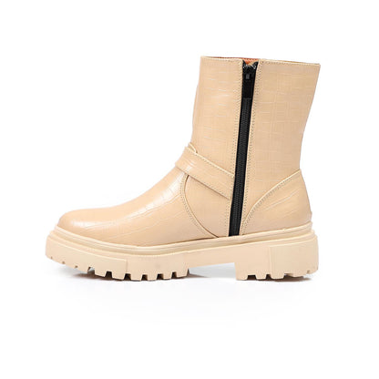 Textured Leather Half Boot