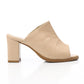 Beige Open Toecap Heeled Slipper