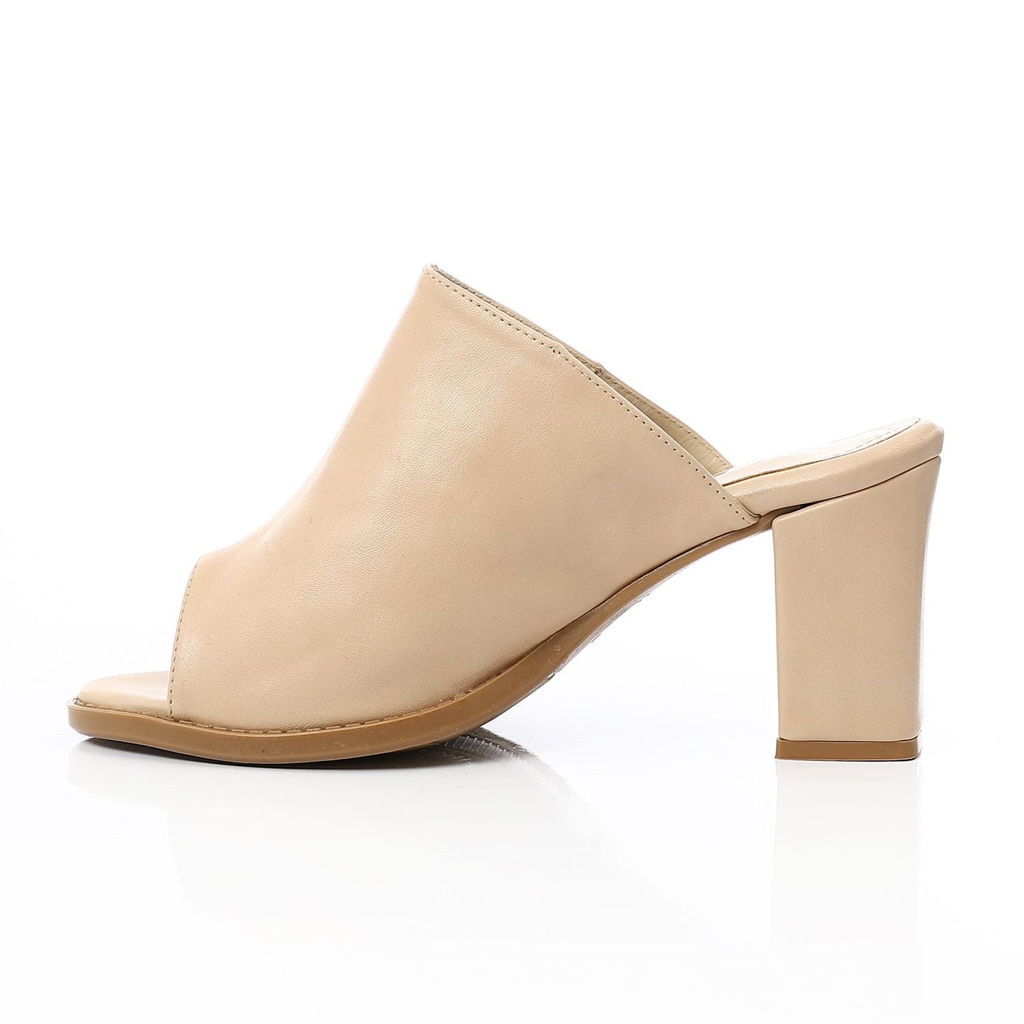 Beige Open Toecap Heeled Slipper