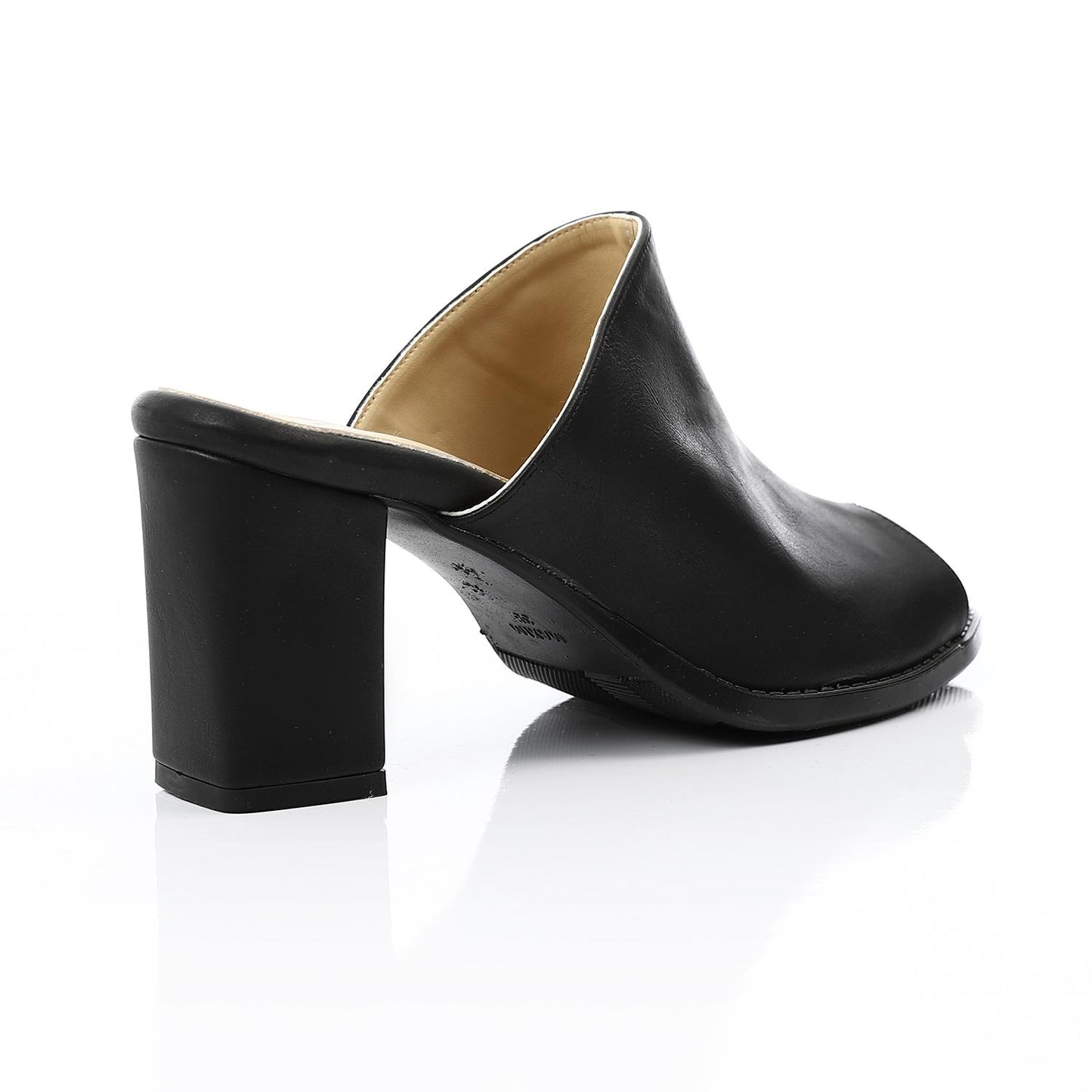 Black Open Toecap Heeled Slipper