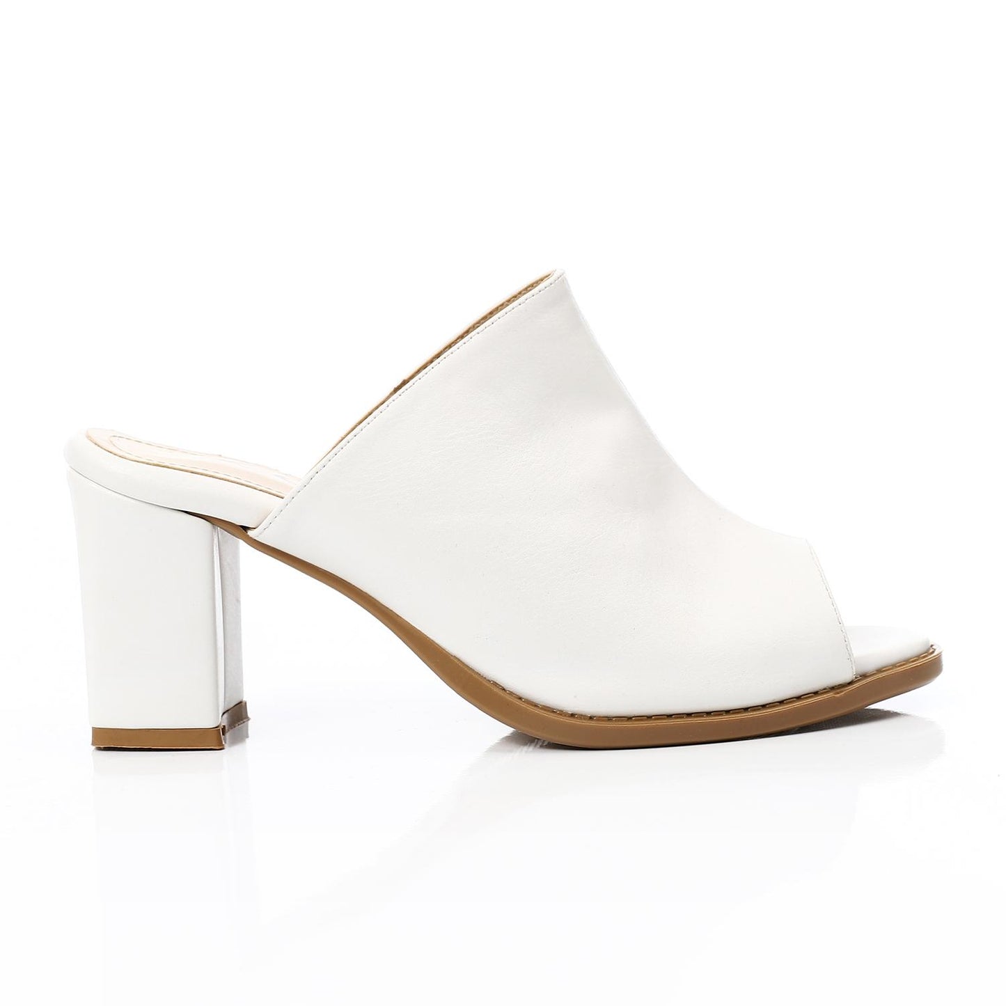 White Open Toecap Heeled Slipper