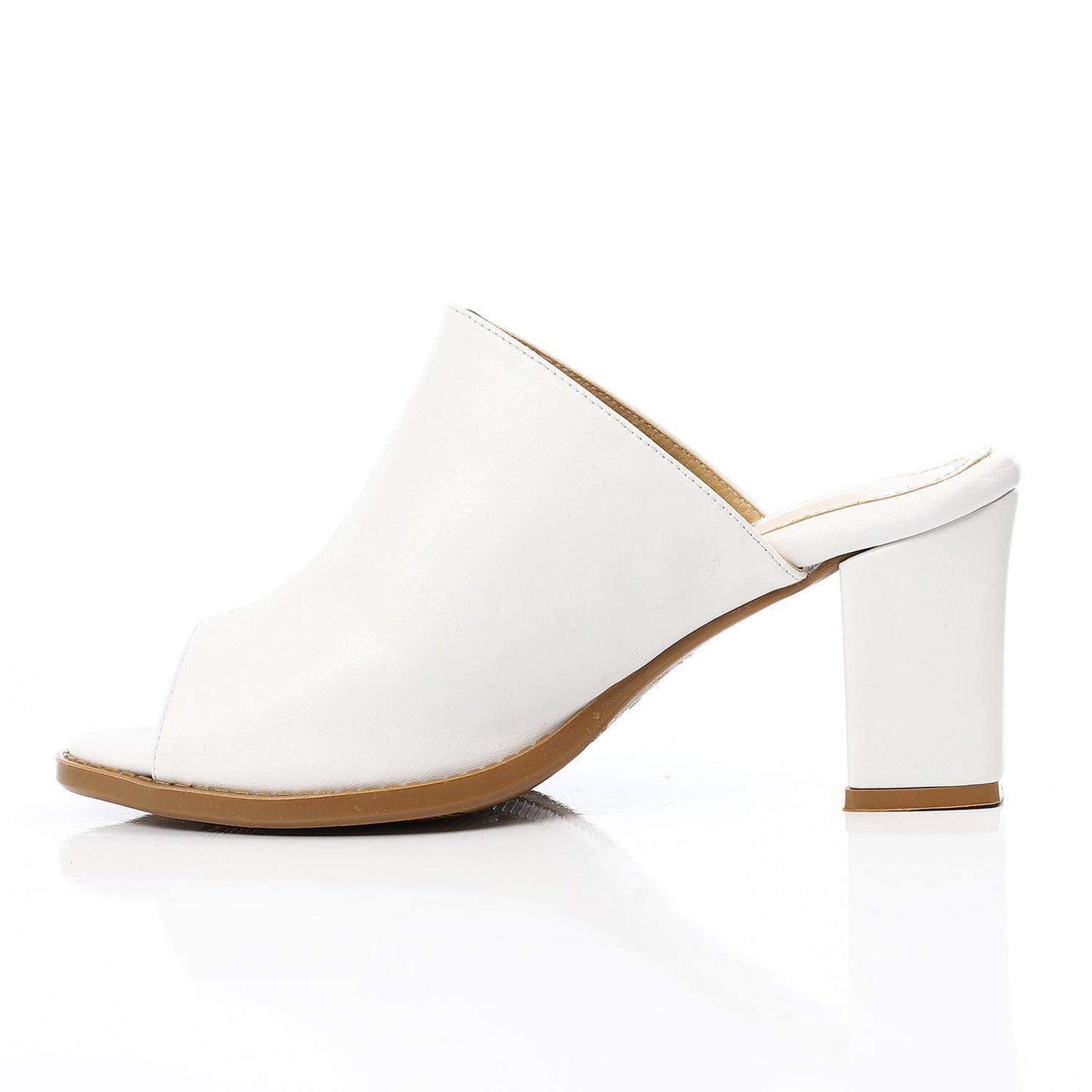 White Open Toecap Heeled Slipper