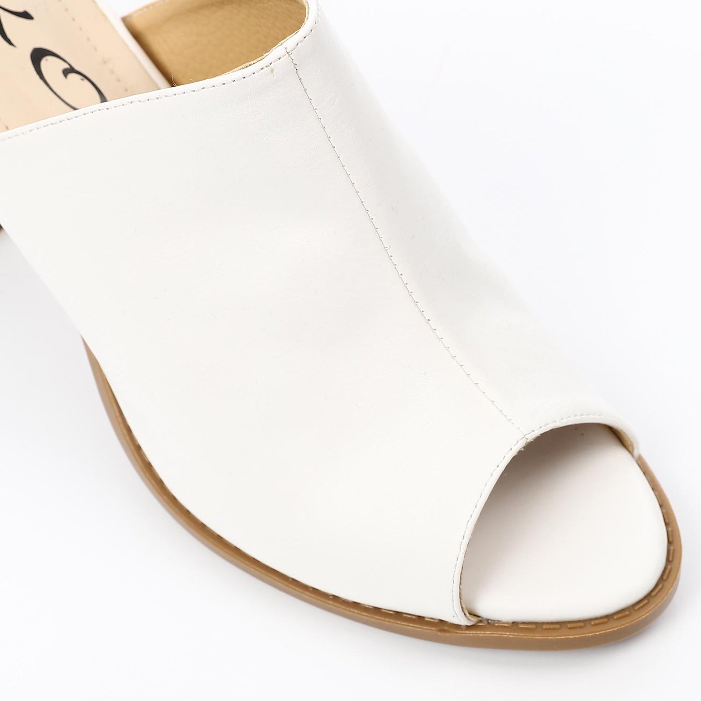 White Open Toecap Heeled Slipper