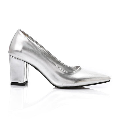 Silver Pointed Toecap Pumps