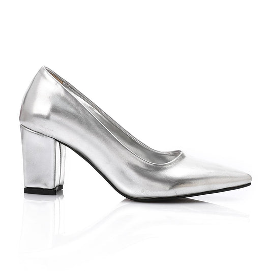 Silver Pointed Toecap Pumps