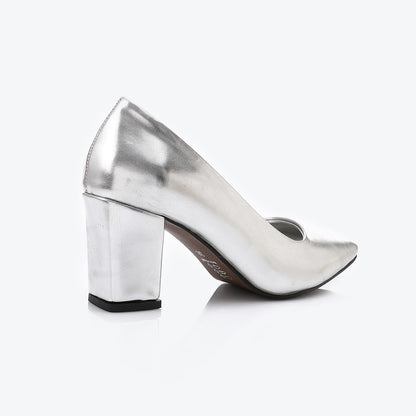 Silver Pointed Toecap Pumps