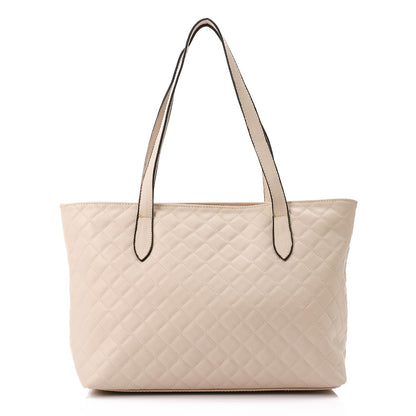 Beige Stitched Leather Shoulder Bag