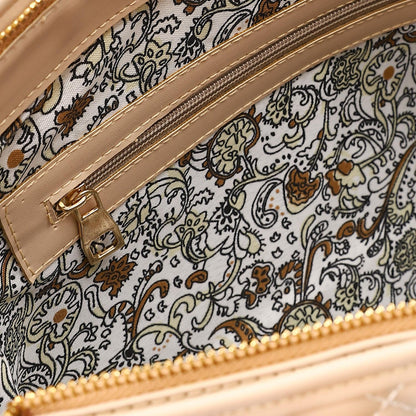 Cafe Stitched Leather Shoulder Bag