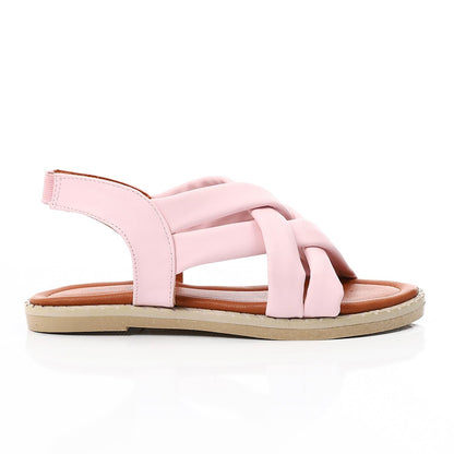 Light Pink Double Cross Sandal for Teen Girls