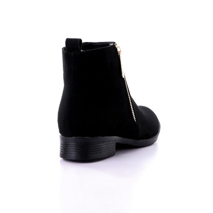 Black Side Zipper Suede Ankle Boot