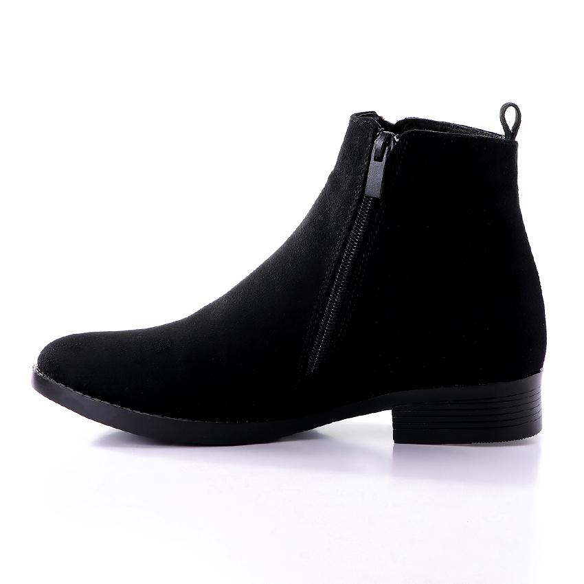 Black Side Zipper Suede Ankle Boot