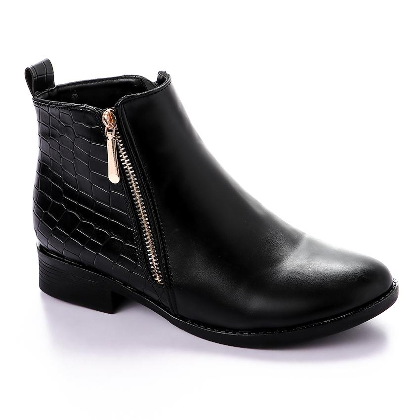 Elegant Half & Half Leather Ankle Boot