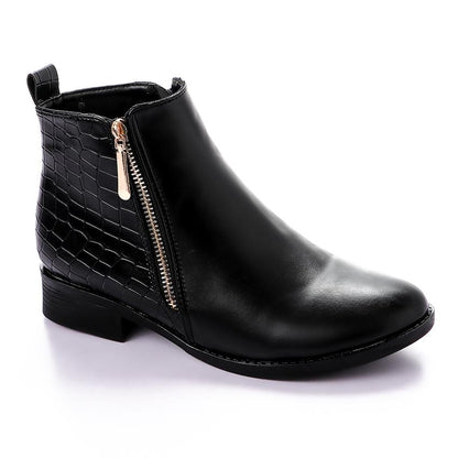 Elegant Half & Half Leather Ankle Boot