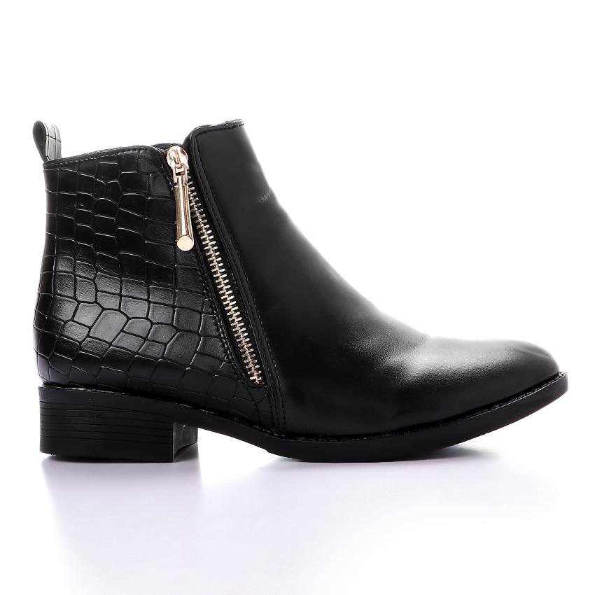 Elegant Half & Half Leather Ankle Boot