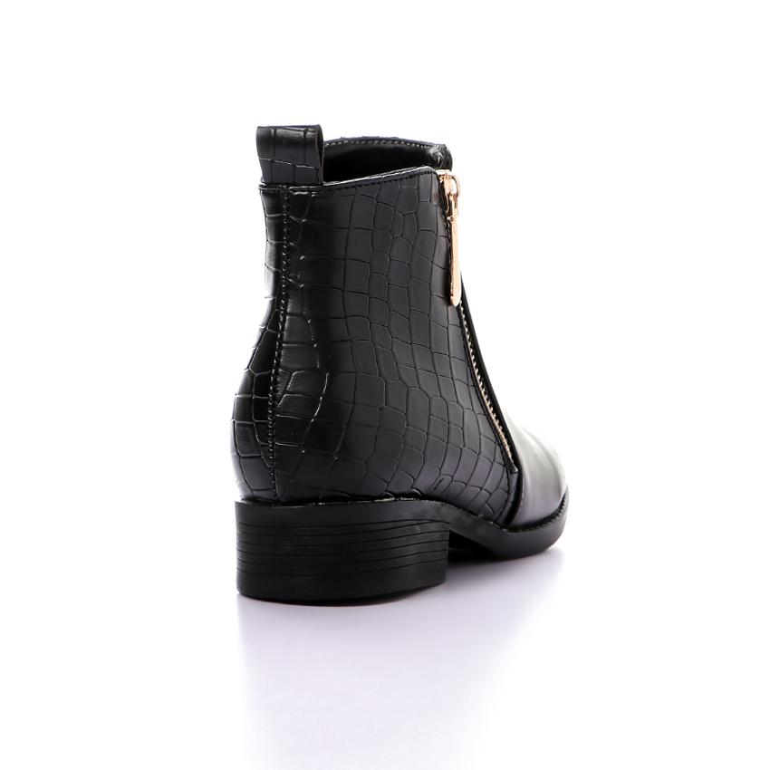 Elegant Half & Half Leather Ankle Boot