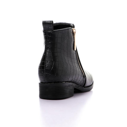 Elegant Half & Half Leather Ankle Boot