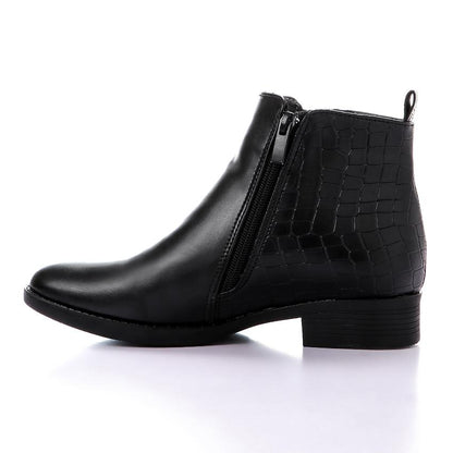 Elegant Half & Half Leather Ankle Boot