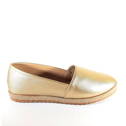 Gold Plain Flat Espadrille