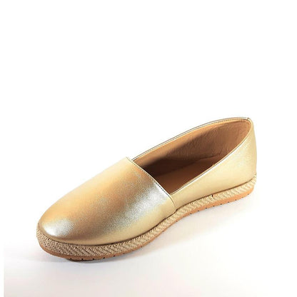 Gold Plain Flat Espadrille