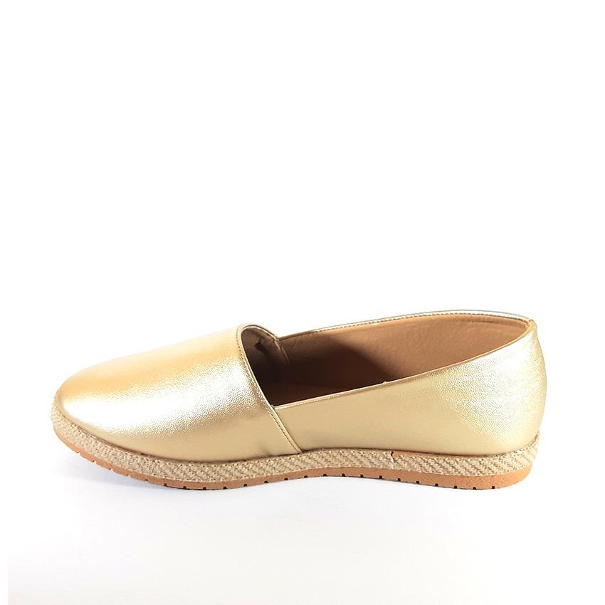 Gold Plain Flat Espadrille