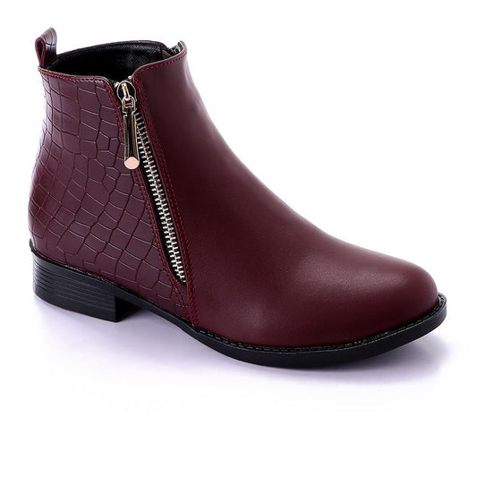 Elegant Half & Half Leather Ankle Boot