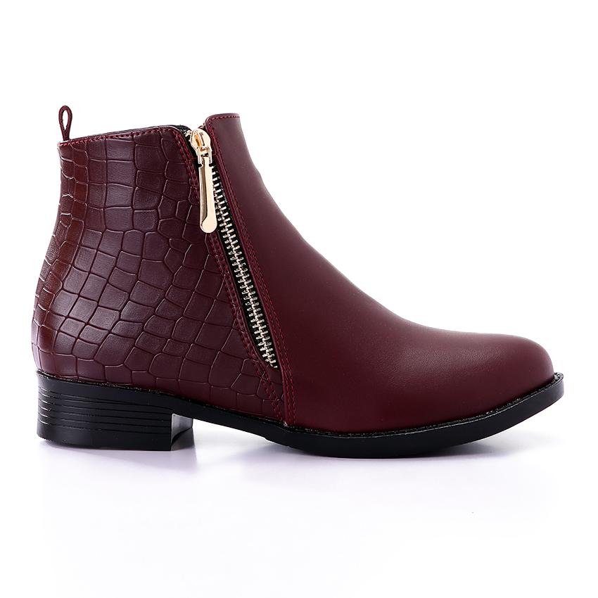 Elegant Half & Half Leather Ankle Boot