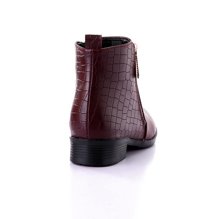 Elegant Half & Half Leather Ankle Boot