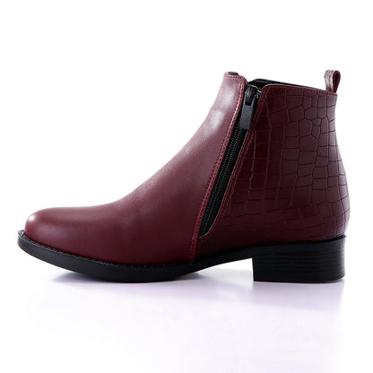 Elegant Half & Half Leather Ankle Boot