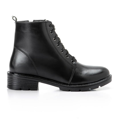 Black Back Studs Leather Ankle Boot
