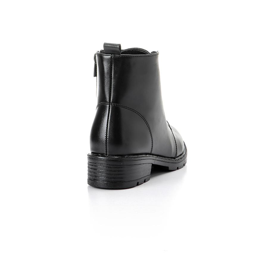 Black Back Studs Leather Ankle Boot