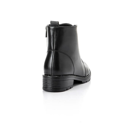 Black Back Studs Leather Ankle Boot