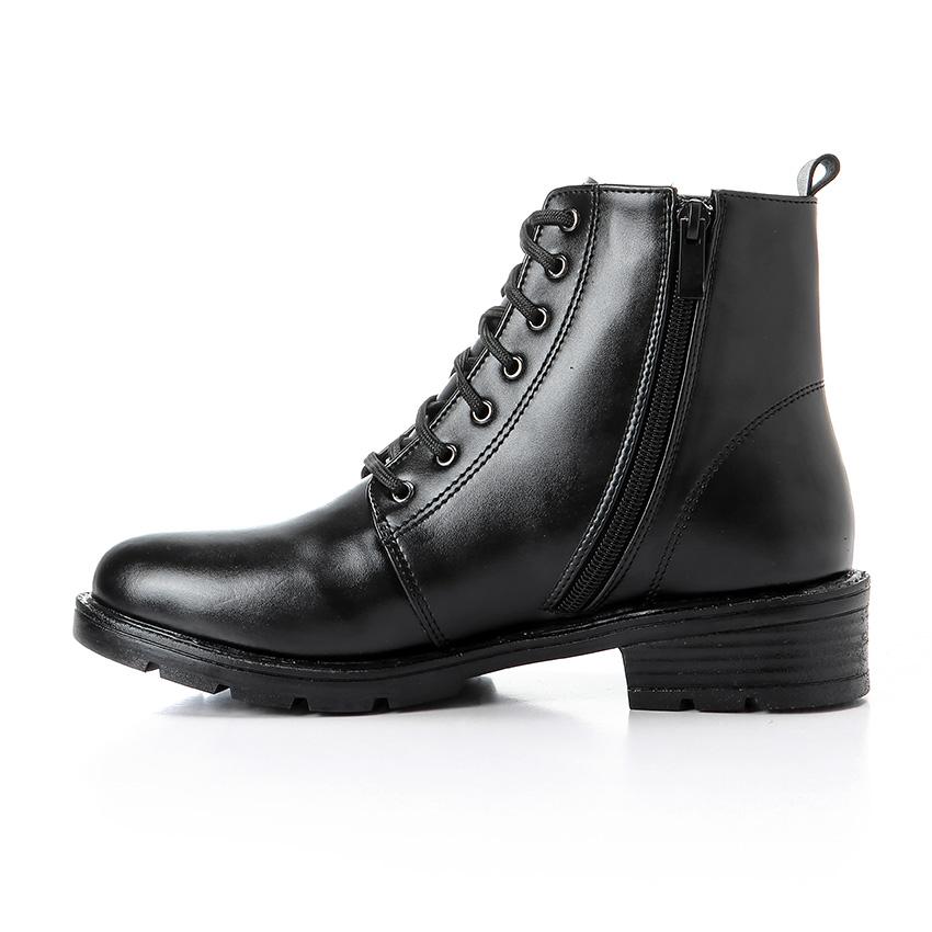 Black Back Studs Leather Ankle Boot