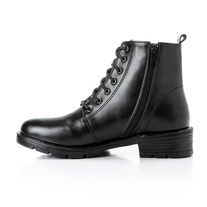 Black Back Studs Leather Ankle Boot