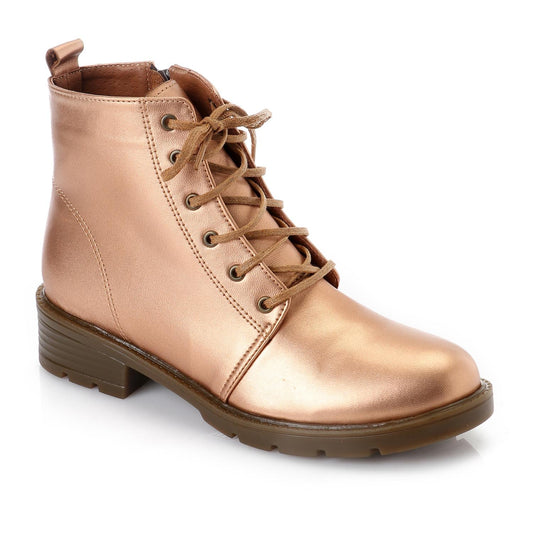 Copper Shimmer Leather Ankle Boot