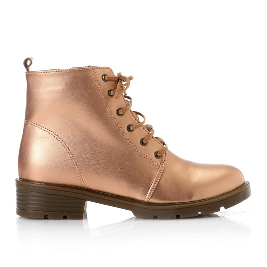Copper Shimmer Leather Ankle Boot