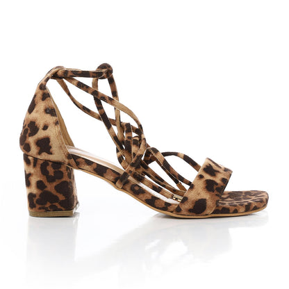 Camel Lace-up Strappy Sandal