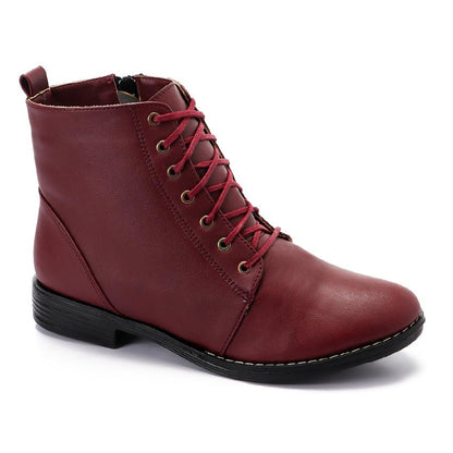 Side Zipper Boots with Lace-up