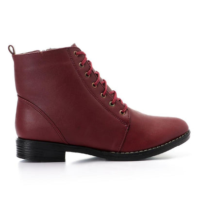 Side Zipper Boots with Lace-up