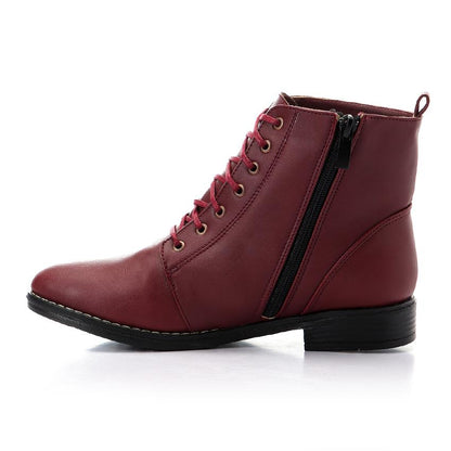 Side Zipper Boots with Lace-up
