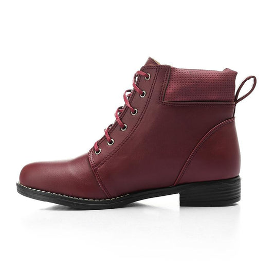 Burgundy Lace-up Ankle Boot