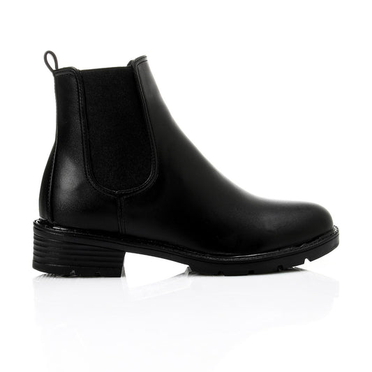 Black Side Elastic Ankle Boot