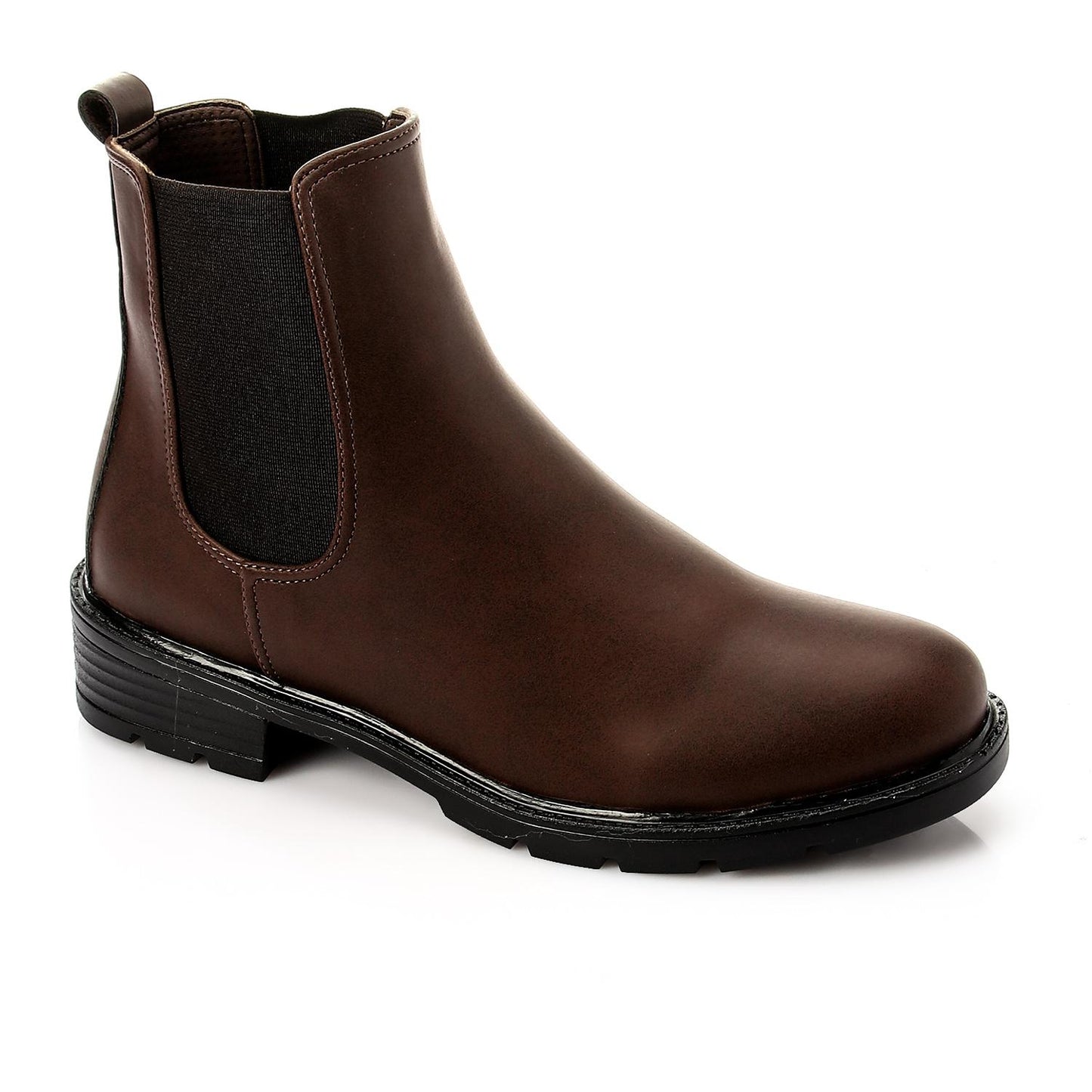 Brown Side Elastic Ankle Boot