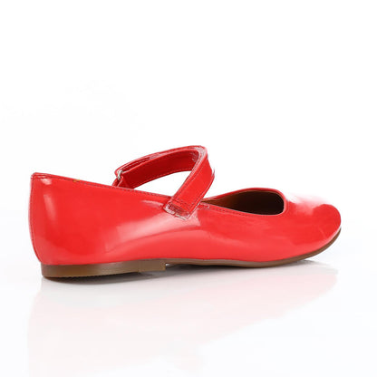 Red Shiny Leather Ballerina for Teen Girls