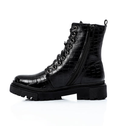 Textured Leather Combat Half Boot