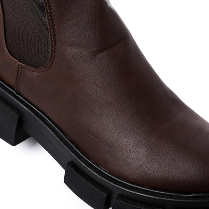 Brown Solid Ankle Boot