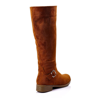 Full Zipper Suede Knee High Boot
