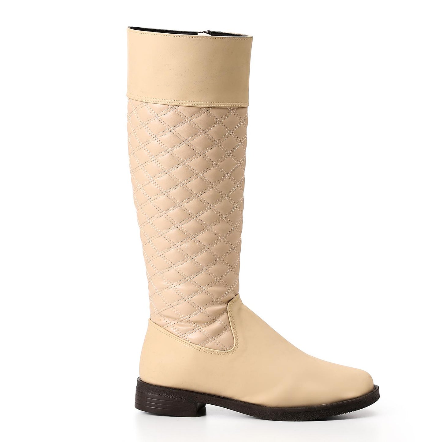 Beige Full Zipper Knee High Boot