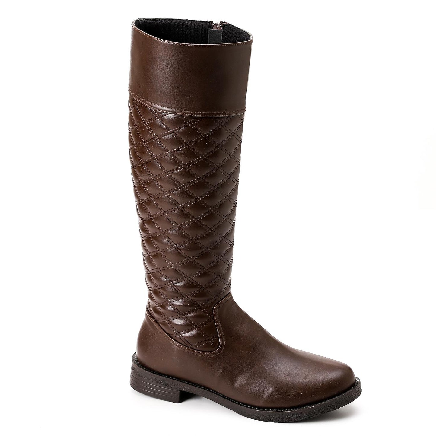 Brown Full Zipper Knee High Boot