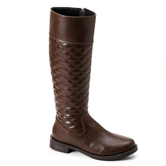 Brown Full Zipper Knee High Boot