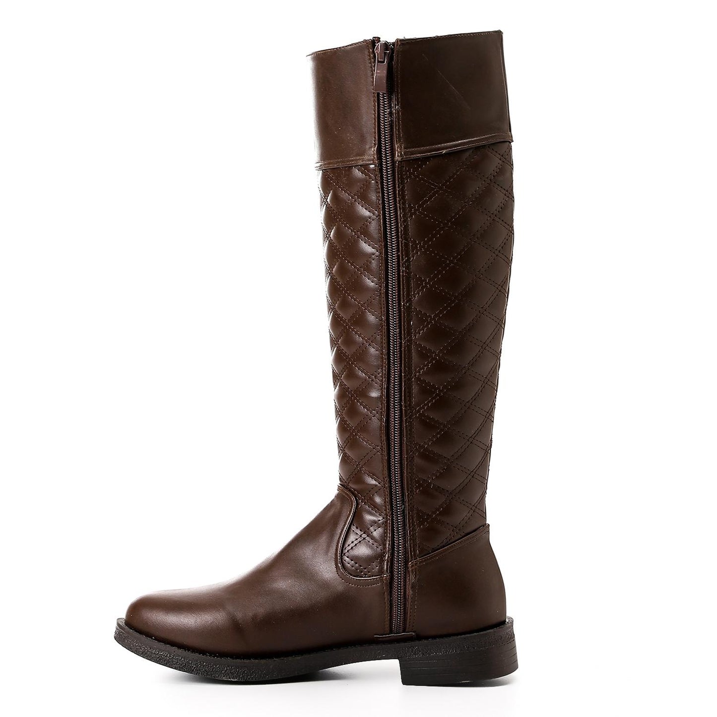 Brown Full Zipper Knee High Boot